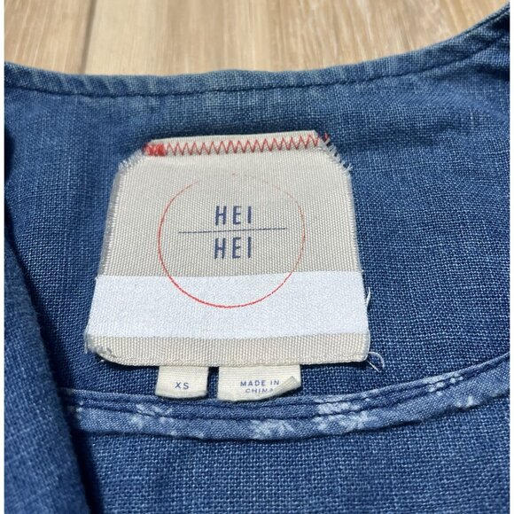 Hei Hei Anthropologie Open Front Linen Chambray Denim Jacket - Women Size XS - Picture 2 of 16
